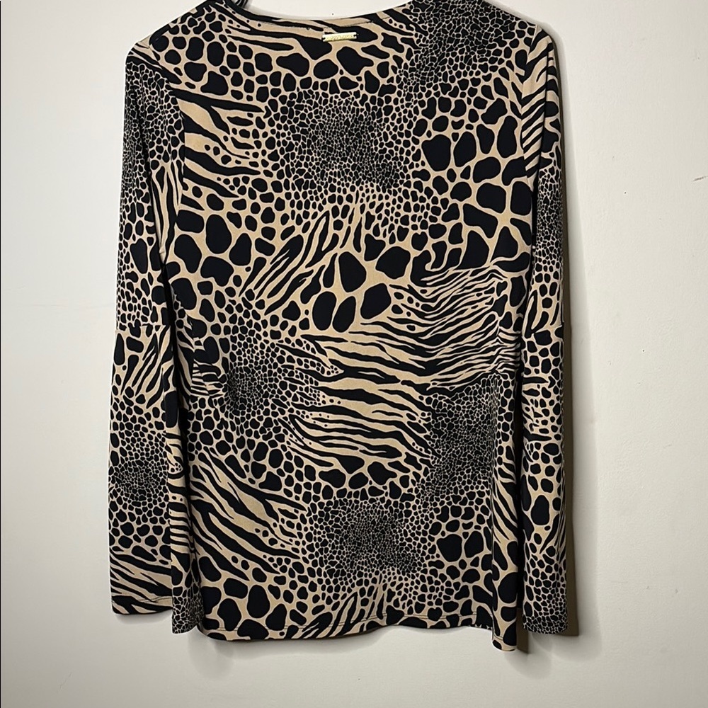 MICHAEL Michael Kors Black and Tan Animal Print Blouse - Picture 6 of 9